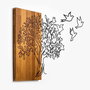 Wallity Tree And Birds 1 - Escultura de Pared de Madera y Metal